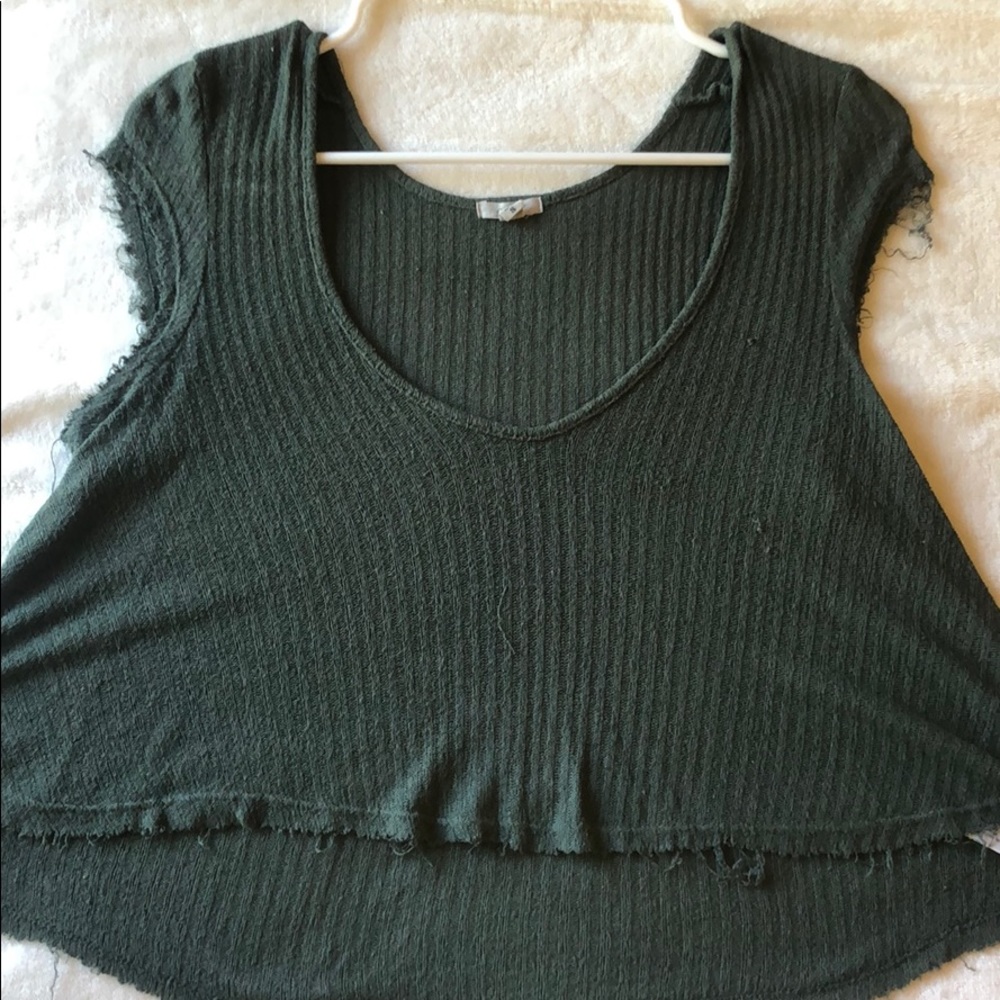 Distressed Scoop Neck Crop Top